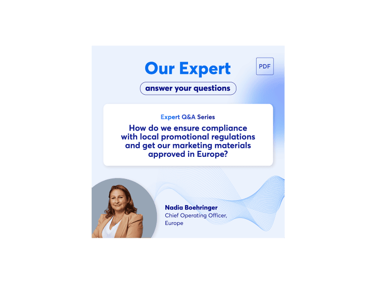 Visuel de la Q&A : How do we ensure compliance with local promotional regulations and get our marketing materials approved in Europe?