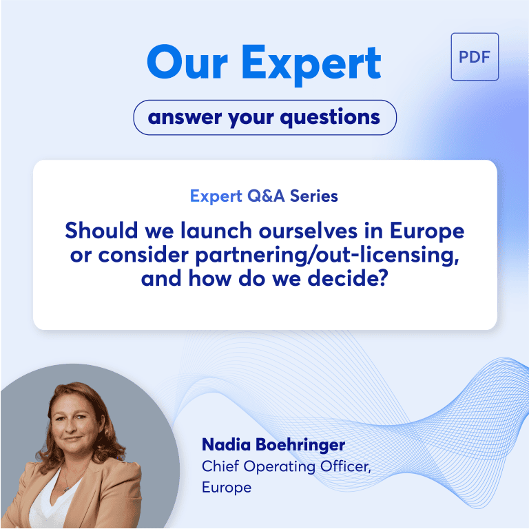 Should we launch ourselves in Europe or consider partnering/outlicensing, and how do we decide?