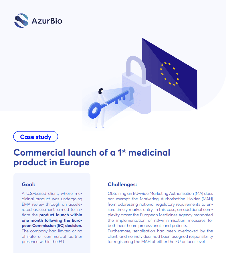 Couverture du case study : Commercial launch of a first medicinal product in Europe
